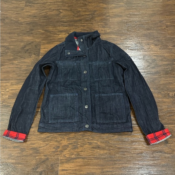 abercrombie kids Other - 💥LAST DAY💥abercrombie kids Girl's Dark Wash Jean Jacket With Red Plaid Details …